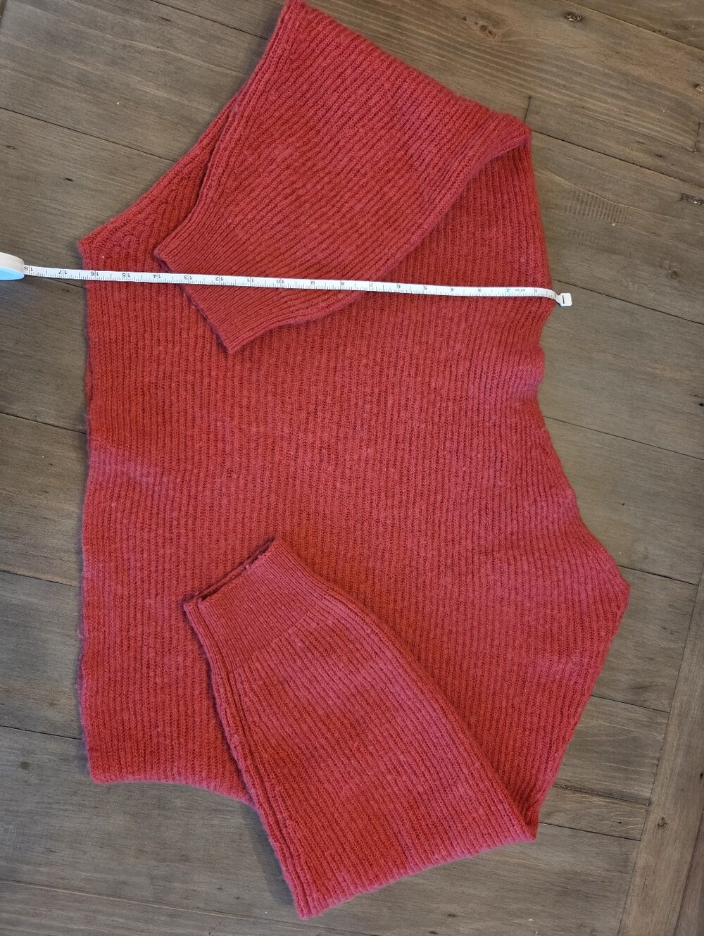 Free People Red Asymmetrical Off-The-Shoulder Knit Sweater - Picture 9 of 12